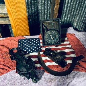 Vintage BundleTachometer, Small planner Black shackle pulley#6 and blade only